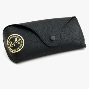 New Ray-Ban Black Leather Like Case With Gold Stamp.